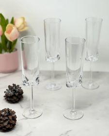 dOval Halo Plastic Champagne Flutes Set of 4 (4oz), Unbreakable Mimosa Glasses Plastic Champagne Glasses, Tritan Wedding Champagne Flutes
